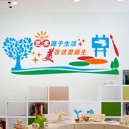 幼儿园儿童画画班布置贴纸美术室绘画室学校艺术培训班级文化墙贴